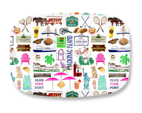Iconic Mackinac Island Watercolor DecoWare(TM) Platter