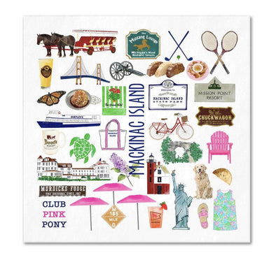 Iconic Mackinac Island Watercolor Napkins - 2 sizes