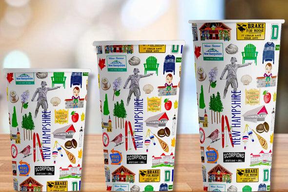 Iconic New Hampshire Hot/Cold Paper Party Cups - 3 sizes - Set of 12