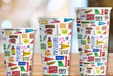 Iconic Missouri Watercolor Hot/Cold Paper Party Cups - 3 sizes - Set of 12
