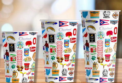 Iconic Ohio Watercolor Hot/Cold Paper Party Cups - 3 sizes - Set of 12