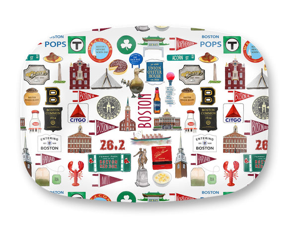 Iconic Boston, Massachusetts Watercolor DecoWare(TM) Platter