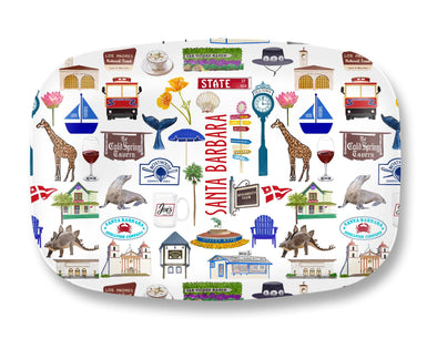 Iconic Santa Barbara, California Watercolor DecoWare(TM) Platter