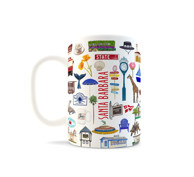 Iconic Santa Barbara, California Watercolor Ceramic Mug