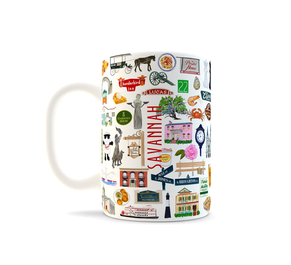 Iconic Savannah Georgia Watercolor Ceramic Mug