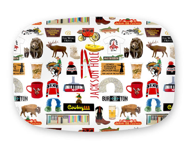 Iconic Jackson Hole, Wyoming Watercolor DecoWare(TM) Platter