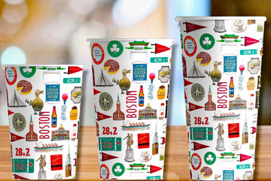 Iconic Boston, Massachusetts Watercolor Hot/Cold Paper Party Cups - 3 sizes - Set of 12