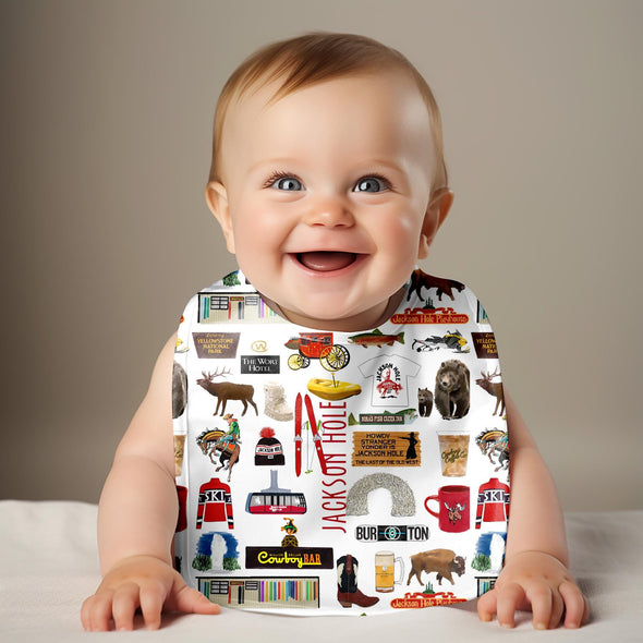Iconic Jackson Hole, Wyoming Baby Bib