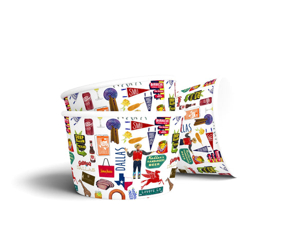 8 oz Iconic Dallas, Texas Ice Cream, Soup, Favor Cup - Set of 12