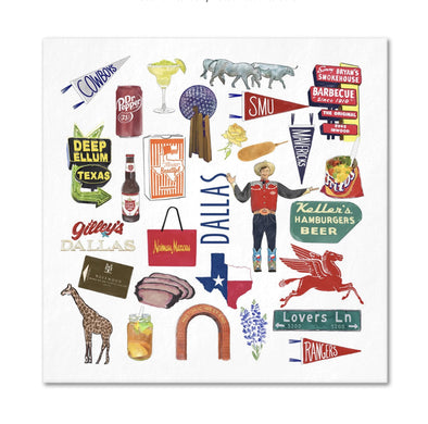 Iconic Dallas Texas Watercolor  Napkins