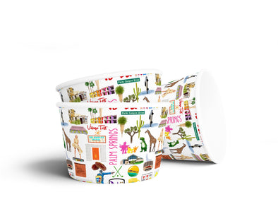 8 oz Iconic Palm Springs, California Ice Cream, Soup, Favor Cup - Set of 12