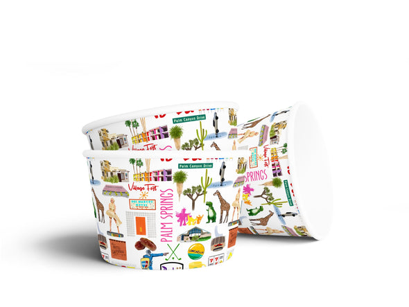 8 oz Iconic Palm Springs, California Ice Cream, Soup, Favor Cup - Set of 12