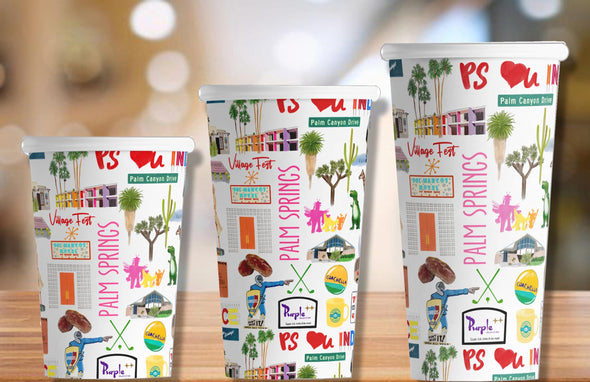 Iconic Palm Springs, California Hot/Cold Paper Party Cups - 3 sizes - Set of 12