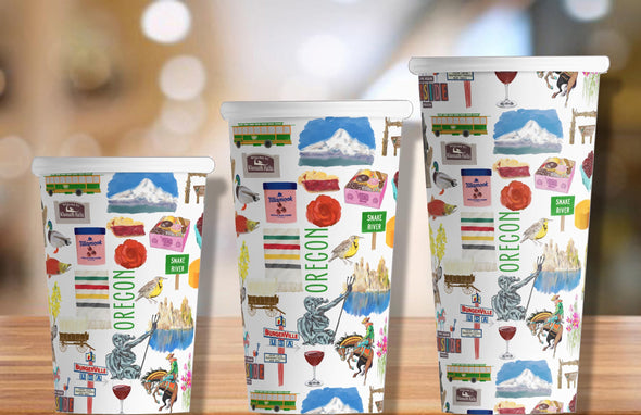 Iconic Oregon Hot/Cold Paper Party Cups - 3 sizes - Set of 12