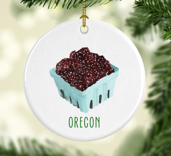 Oregon Marionberries Round Porcelain Ornament