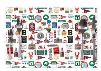 Iconic Boston, Massachusetts Watercolor Disposable Placemats - tear-away pad of 24