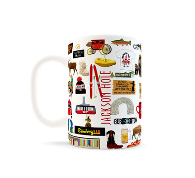 Iconic Jackson Hole, Wyoming Watercolor Ceramic Mug