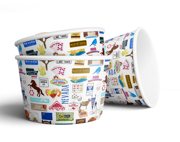 8 oz Iconic Nevada Ice Cream, Soup, Favor Cup - Set of 12