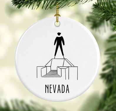 Nevada Burning Man Round Porcelain Ornament