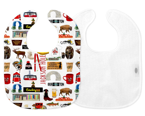 Iconic Jackson Hole, Wyoming Baby Bib