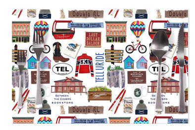 Iconic Telluride, Colorado Watercolor Disposable Placemats - tear-away pad of 24