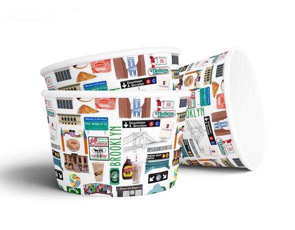 8 oz Iconic Brooklyn, NY Ice Cream, Soup, Favor Cup - Set of 12