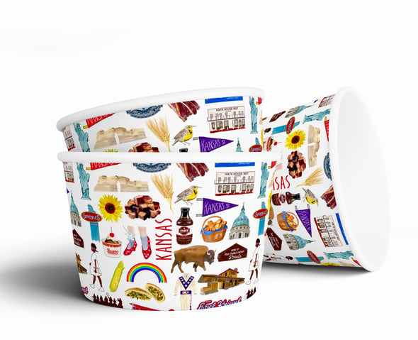 8 oz Iconic Kansas Ice Cream, Soup, Favor Cup - Set of 12