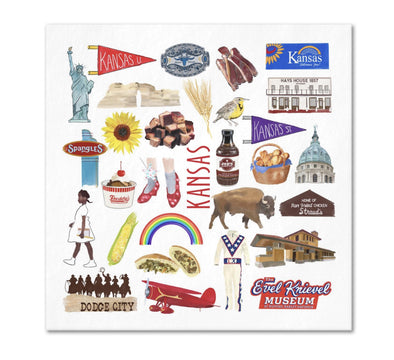 Iconic Kansas Watercolor Napkins - 2 sizes