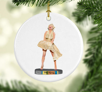 Palm Springs Marilyn Monroe Statue Round Porcelain Ornament