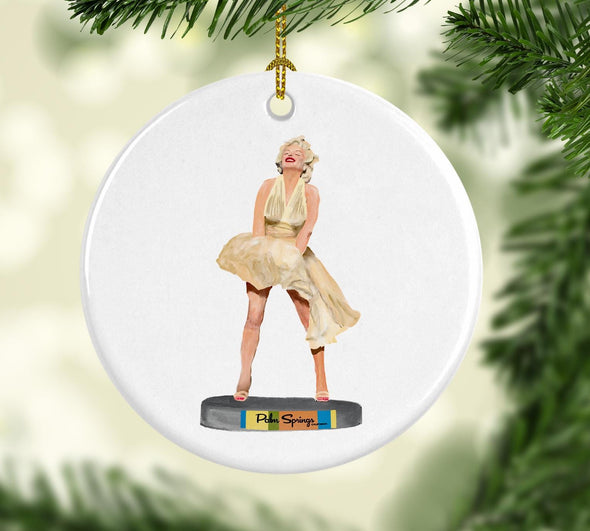 Palm Springs Marilyn Monroe Statue Round Porcelain Ornament