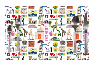 Iconic Palm Springs Watercolor Disposable Placemats - tear-away pad of 24