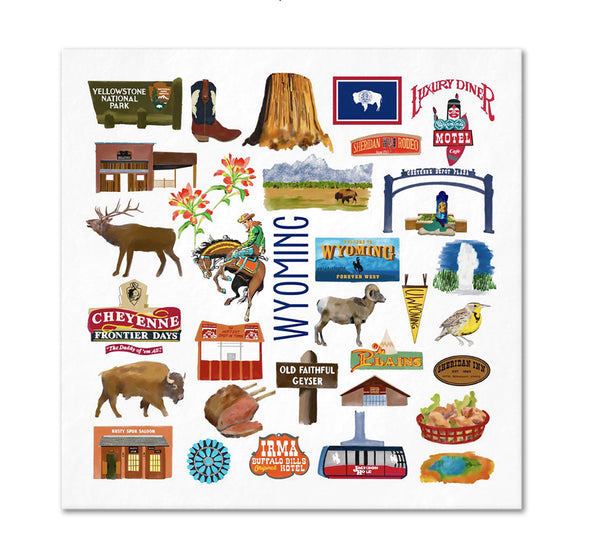 Iconic Wyoming Watercolor Napkins - 2 sizes