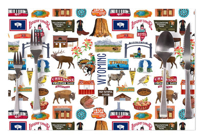 Iconic Wyoming Watercolor Disposable Placemats - tear-away pad of 24