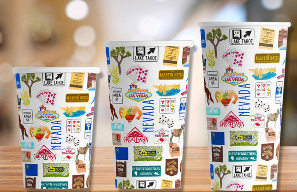 Iconic Nevada Hot/Cold Paper Party Cups - 3 sizes - Set of 12