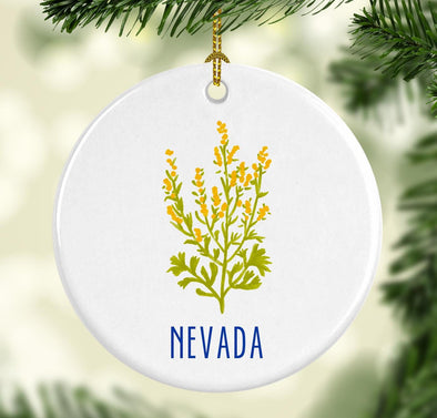 Nevada Goldenrod Round Porcelain Ornament