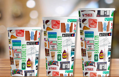 Iconic Brooklyn, NY Hot/Cold Paper Party Cups - 3 sizes - Set of 12