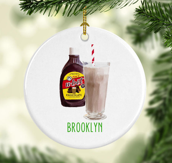 Brooklyn Egg Cream Round Porcelain Ornament