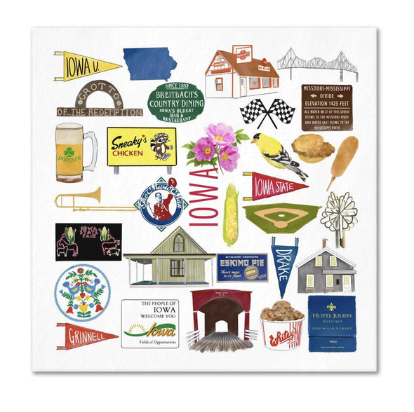 Iconic Iowa Watercolor Napkins - 2 sizes