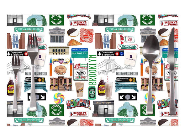 Iconic Brooklyn, NY Watercolor Disposable Placemats - tear-away pad of 24