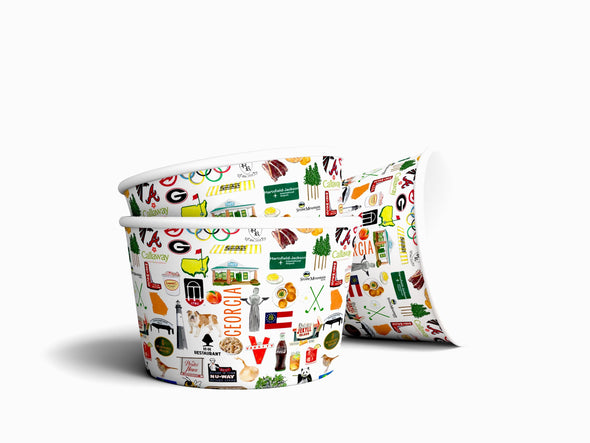 8 oz Iconic Georgia Ice Cream, Soup, Favor Cup - Set of 12