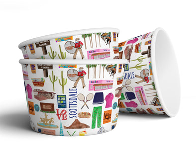 8 oz Iconic Scottsdale, Arizona Ice Cream, Soup, Favor Cup - Set of 12