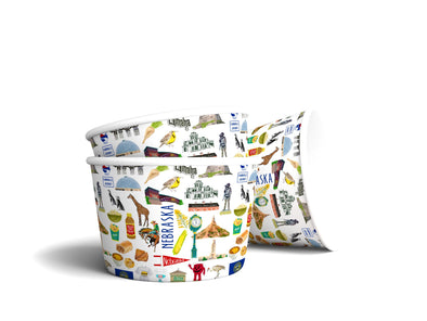 8 oz Iconic Nebraska Ice Cream, Soup, Favor Cup - Set of 12