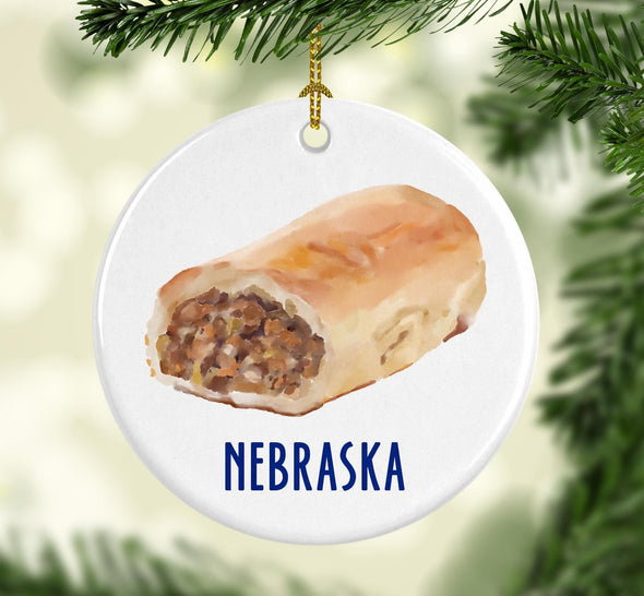 Nebraskan Runza Round Porcelain Ornament