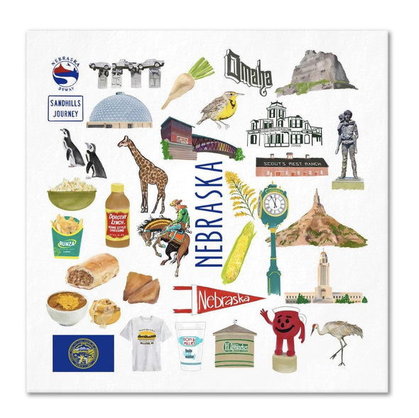 Iconic Nebraska Watercolor Napkins - 2 sizes