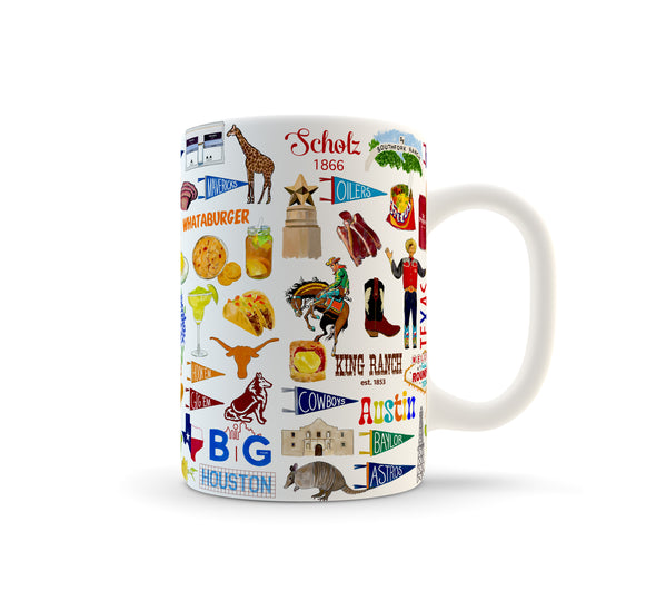 Iconic State of Texas Watercolor Ceramic Mug