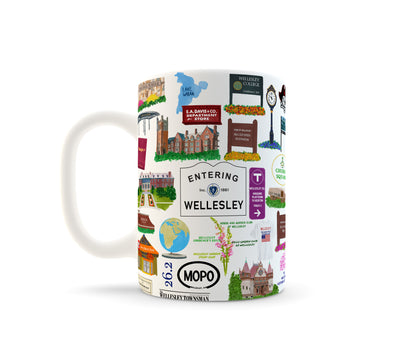 Iconic Wellesley, Massachusetts Watercolor Ceramic Mug