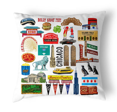 Reversible 18" Iconic Chicago Throw Pillow
