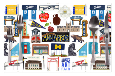 Ann Arbor, Michigan Disposable Placemats - tear-away pad of 24