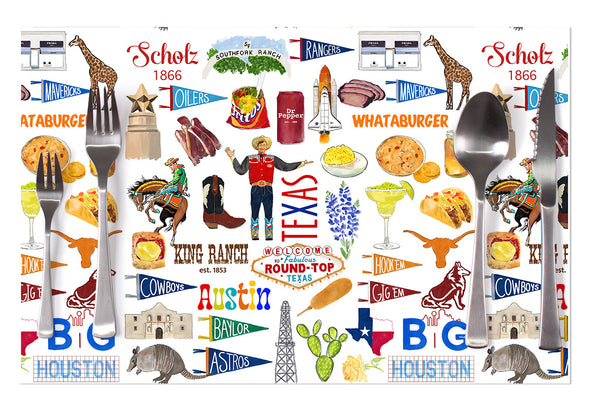 Iconic State of Texas Watercolor Disposable Placemats - tear-away pad of 24