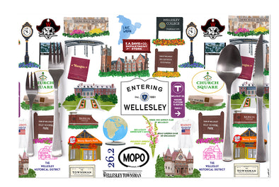 Wellesley, Massachusetts Disposable Placemats - tear-away pad of 24